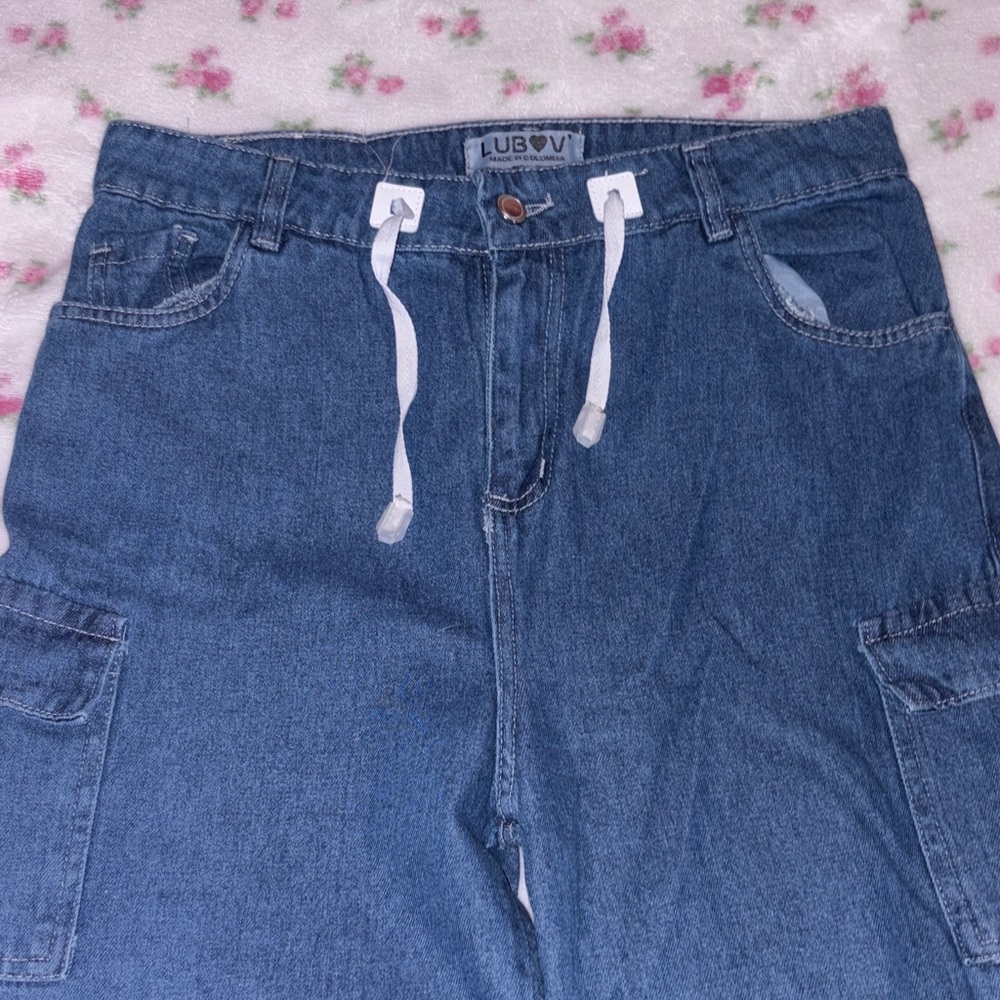 Blue Denim Cargo Pants